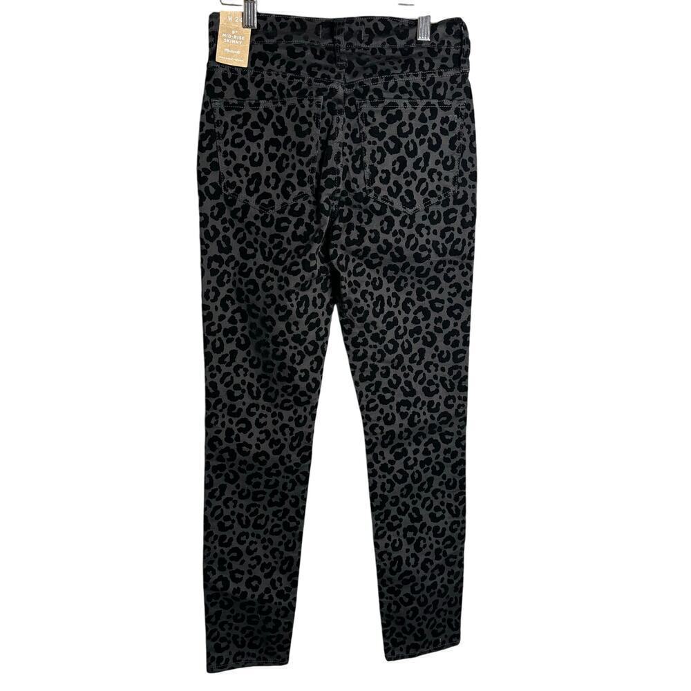 Madewell 9" Mid Rise Skinny Jeans Flocked Leopard Edition Size 24 - Picture 6 of 7